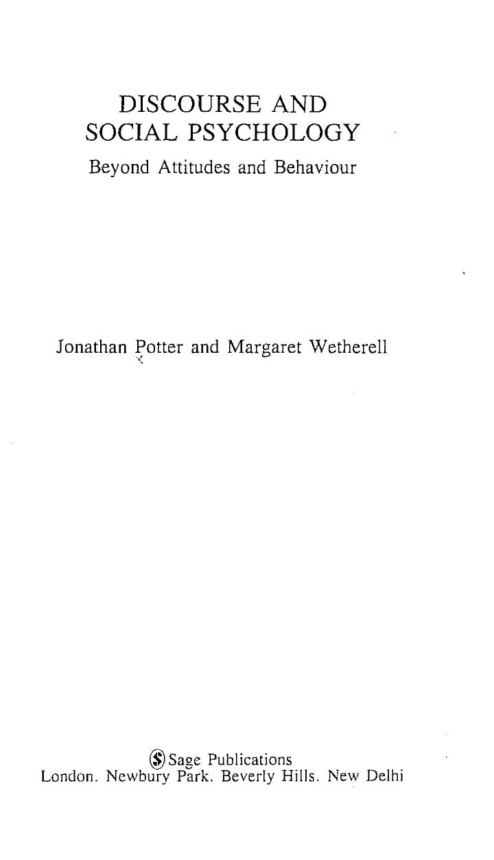 Potter, Jonathan Wetherell, Margaret